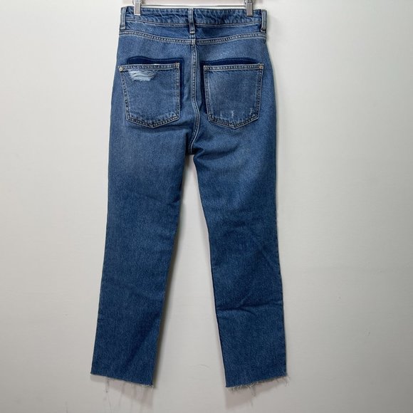 Mango Cameo Relaxed Straight Step Waist Raw Hem Jeans sz 6 - Picture 12 of 16